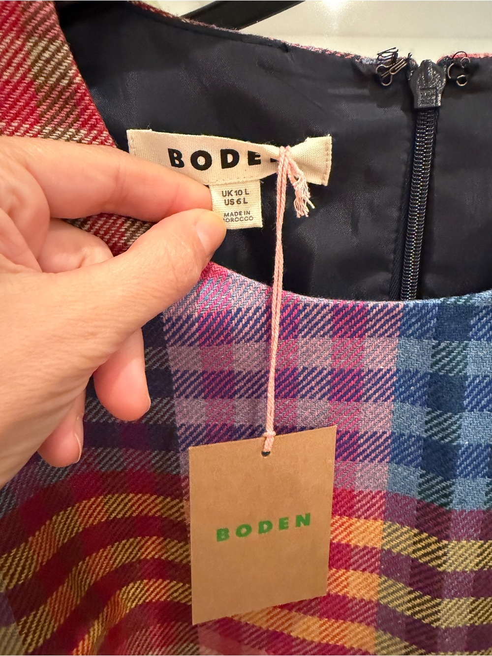 🏷️ New Boden Annie wool plaid tartan check shift dress size 6 long - Picture 4 of 5